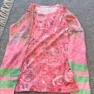 Floral Long Sleeve Women's Top - Pink and Green from Sundance website